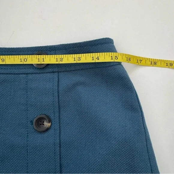 Ann Taylor Teal Button-Front A-Line Mini Skirt Fully Lined Dark Academia Women 6 - Picture 6 of 7